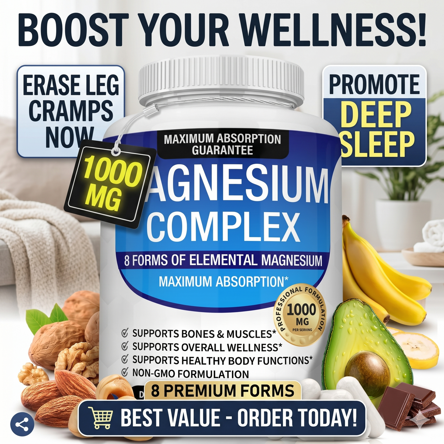 Magnesium Complex 8 Essential Magnesium Supplement 1000mg-ZP
